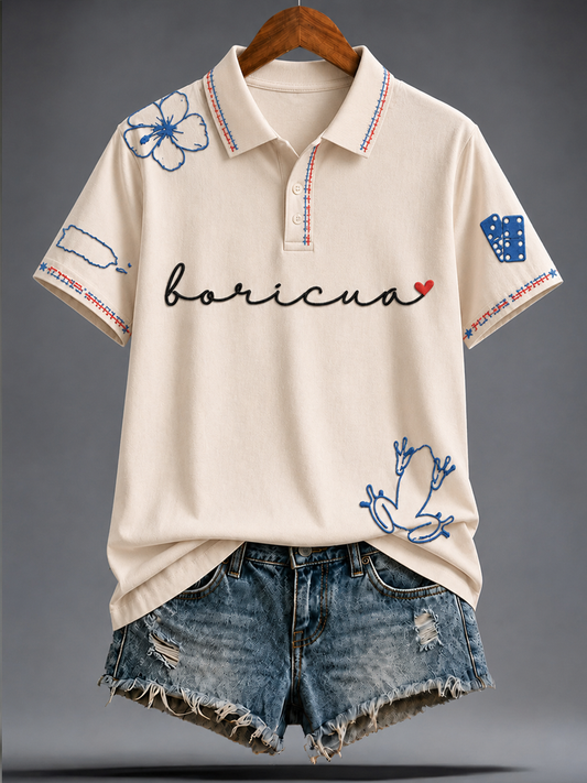 Women's Puerto Rico Pride Art Printed polo T-shirt