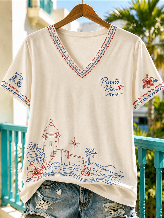 Women's Puerto Rico Printed short-sleeved T-shirt