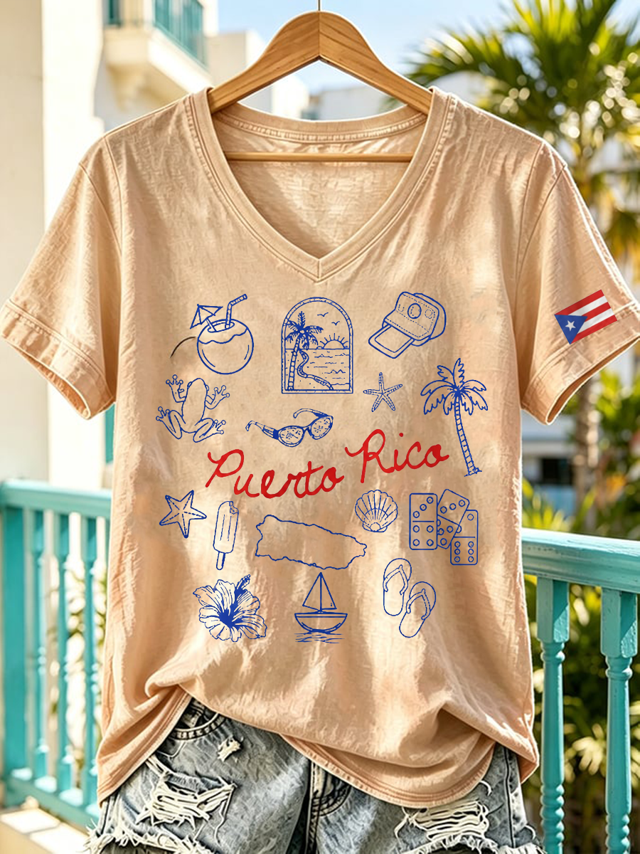 Women's Puerto Rico Printed short-sleeved T-shirt