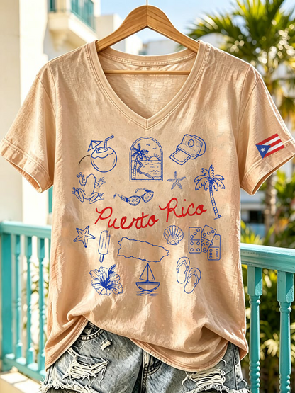 Women's Puerto Rico Printed short-sleeved T-shirt