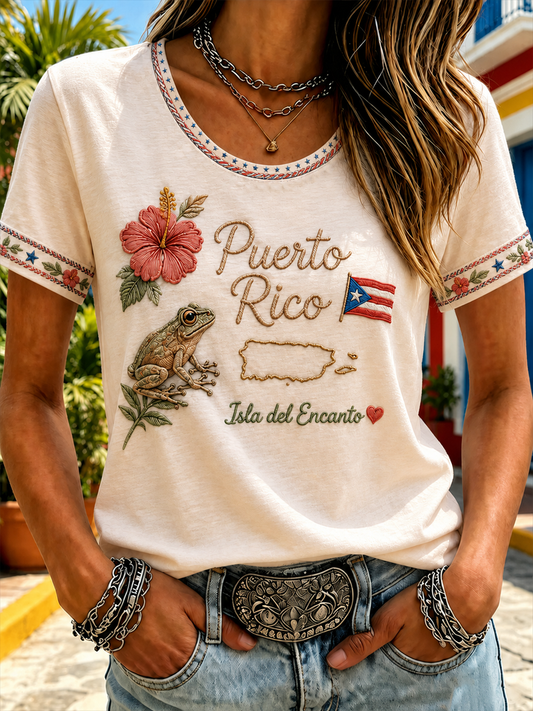 Women's Puerto Rico Printed short-sleeved T-shirt