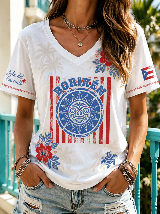 Women's Puerto Rico Printed short-sleeved T-shirt