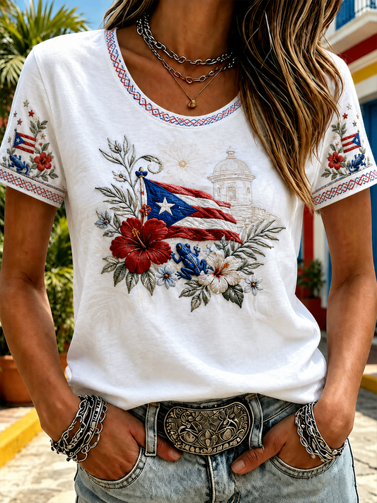 Women's Puerto Rico Printed short-sleeved T-shirt