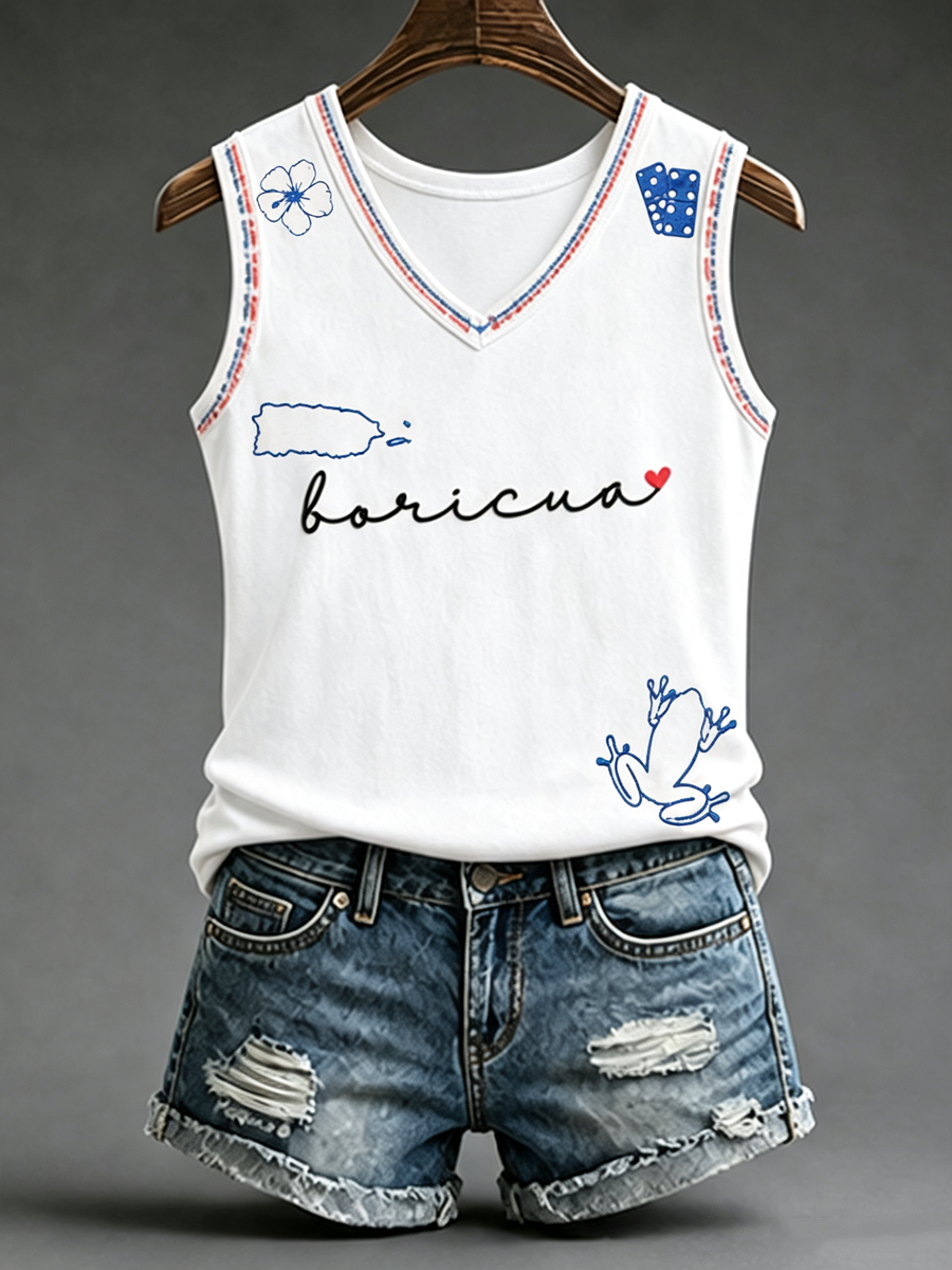 Women's Puerto Rico Pride Art Printed Vests