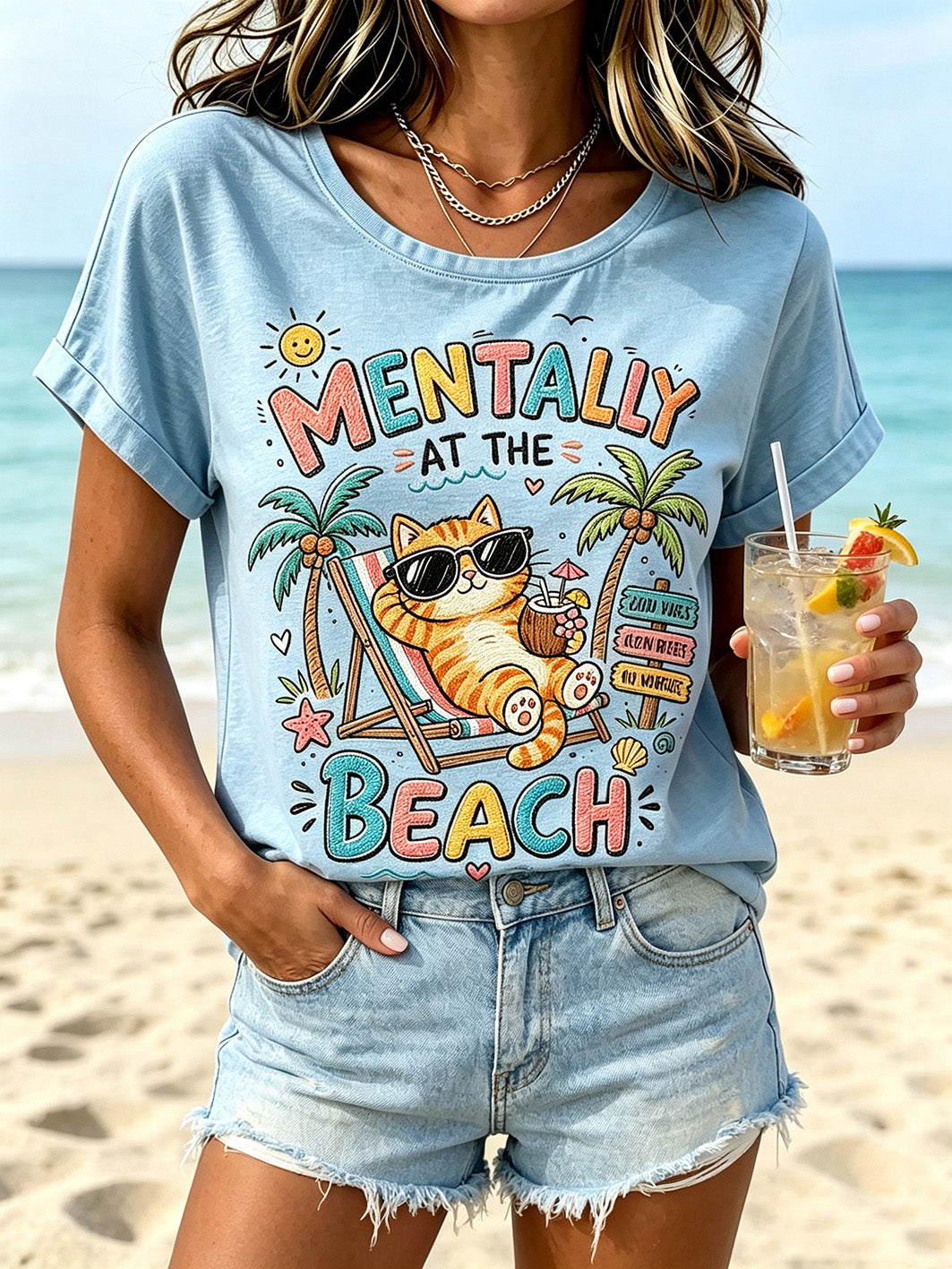 Women's Vacation Pattern Printed Casual Short Sleeve T-shirt