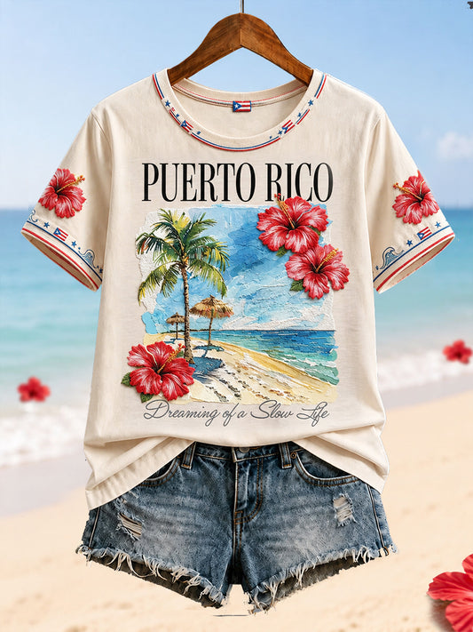 Women's Puerto Rico Art Boricua Printed T-shirt