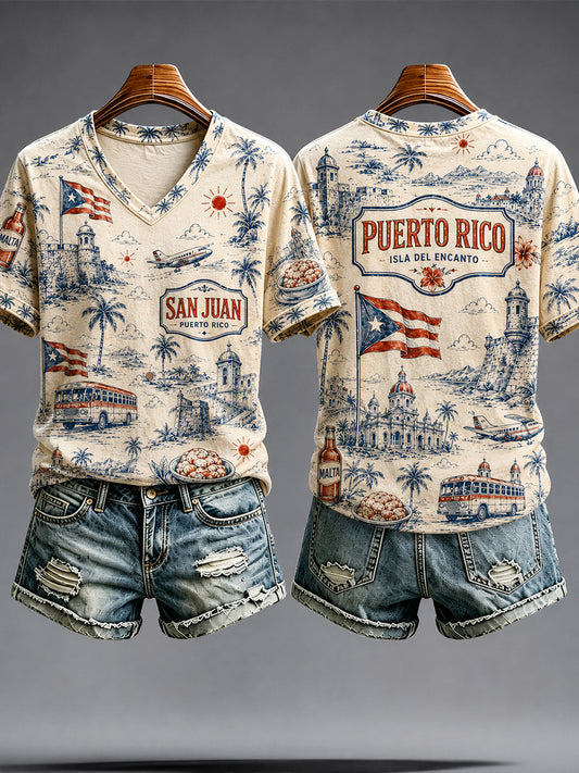 Women's Puerto Rico Art Boricua Printed T-shirt