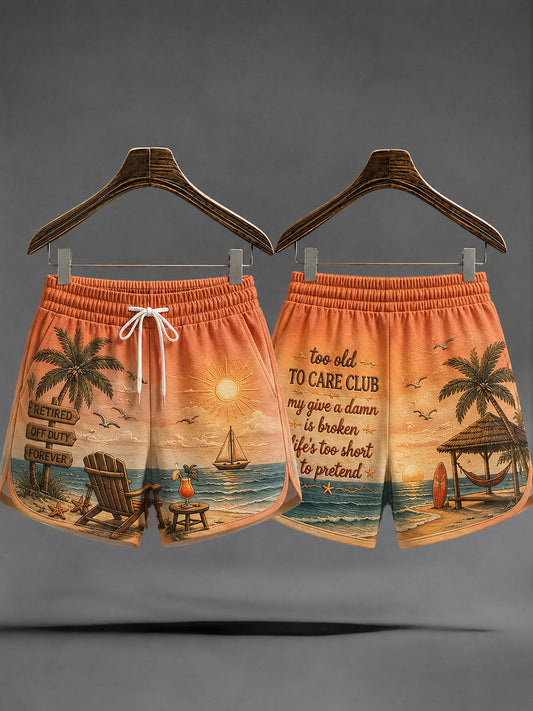 Women's 'too old to care club my give a damn is broken life's too short to pretend' Shorts