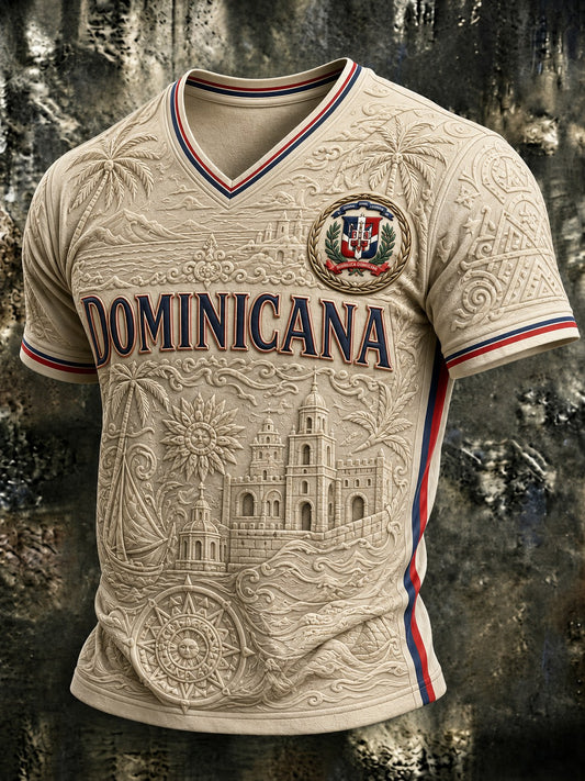 Men's Dominican Printed V-neck T-shirt