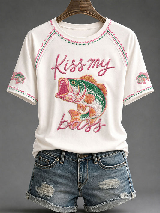Women’s 'Kiss My Bass' Printed Casual T-Shirt