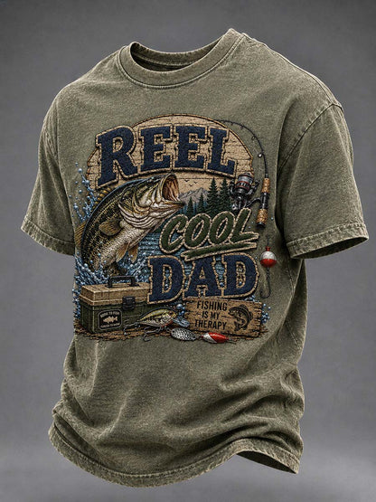 Men's Funny Fishing Print Casual T-Shirt