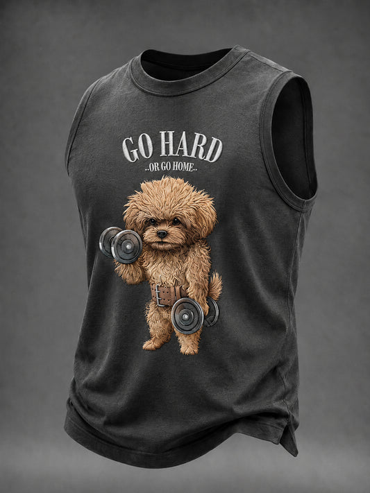 Men's Go hard or go home Washed Gym Casual Tank Top