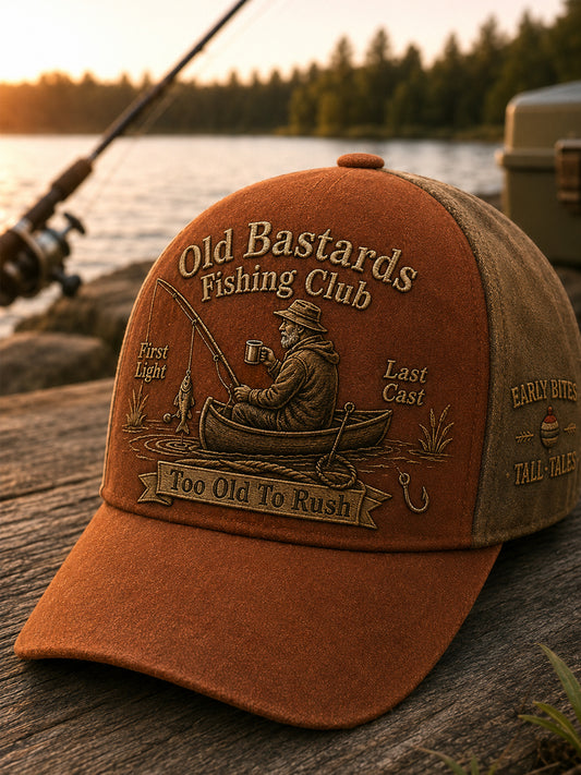 Unisex Funny Old Bastards Fishing Club Lifetime Member Print Hat