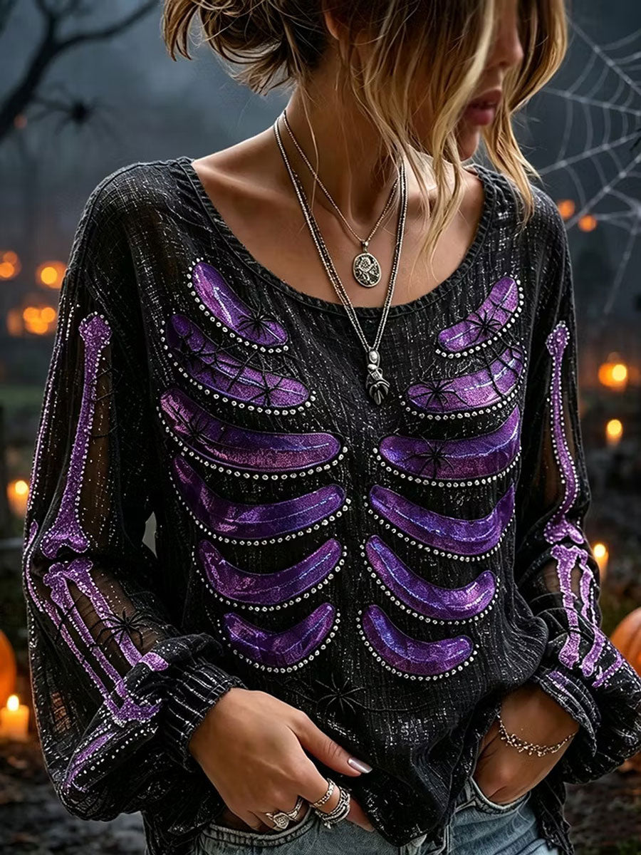 Women's Gothic Skull Cotton Linen Shirt