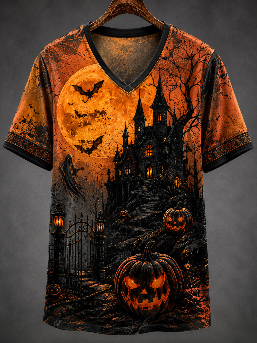 Men's Halloween-Themed Art Print T-Shirt