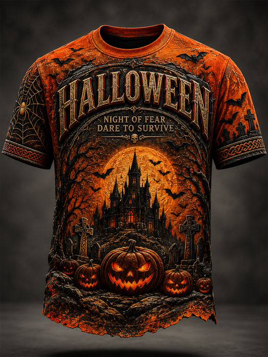 Men's Halloween-Themed Art Print T-Shirt
