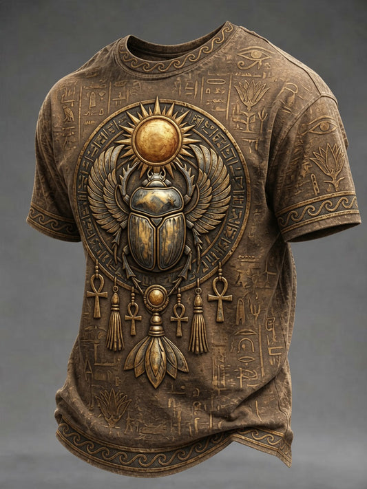 Men’s Art Printed Ancient Egyptian Civilization Leisure T-Shirt