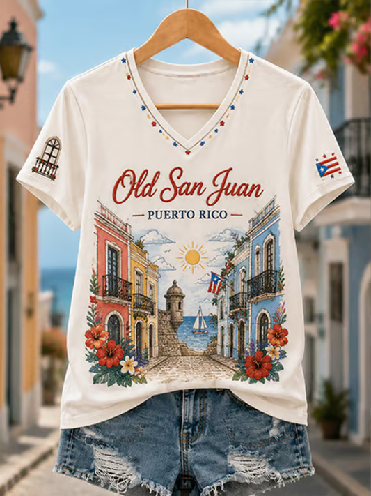 Women's Puerto Rico Printed short-sleeved T-shirt