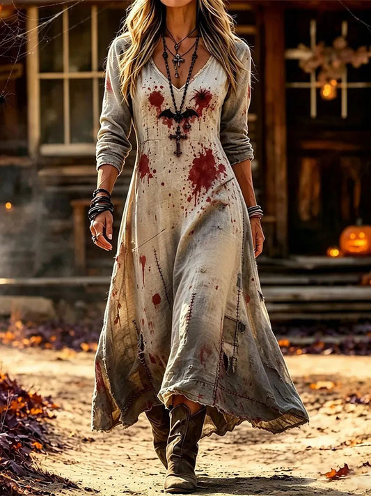 Women's Halloween Patchwork Art Dress