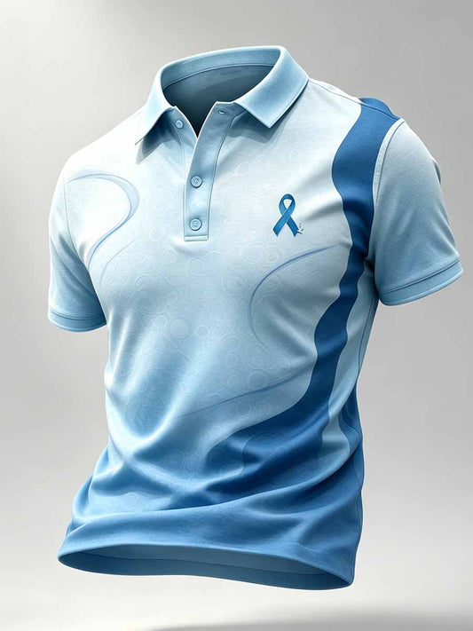 Men‘s Retro Prostate Cancer Awareness Print Casual Polo Shirt