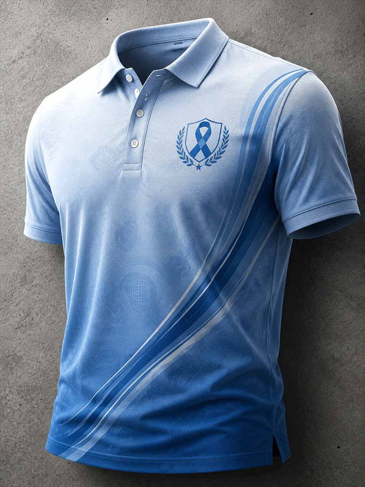 Men‘s Retro Prostate Cancer Awareness Print Casual Polo Shirt
