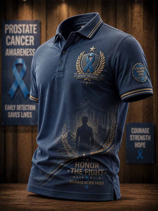 Men‘s Retro Prostate Cancer Awareness Print Casual Polo Shirt