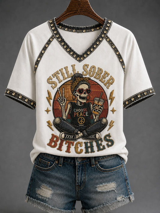 Women's Still Sober Bitches V-neck T-shirt