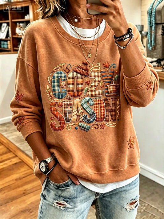Women's autumn element printed casual sweatshirt