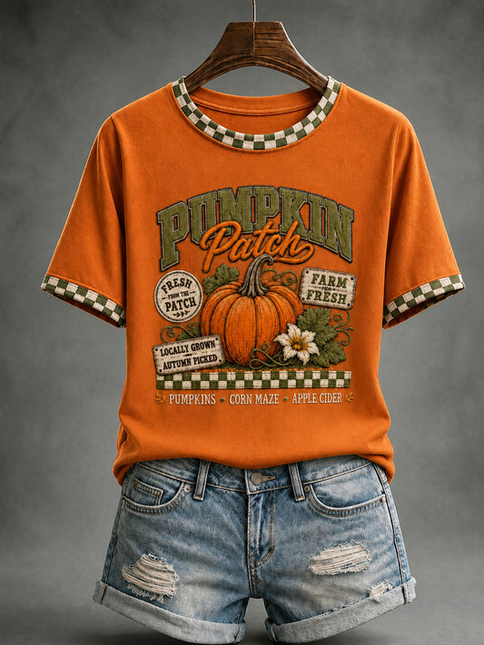 Women's Autumn Pumpkin Patch Short Sleeve T-shirt