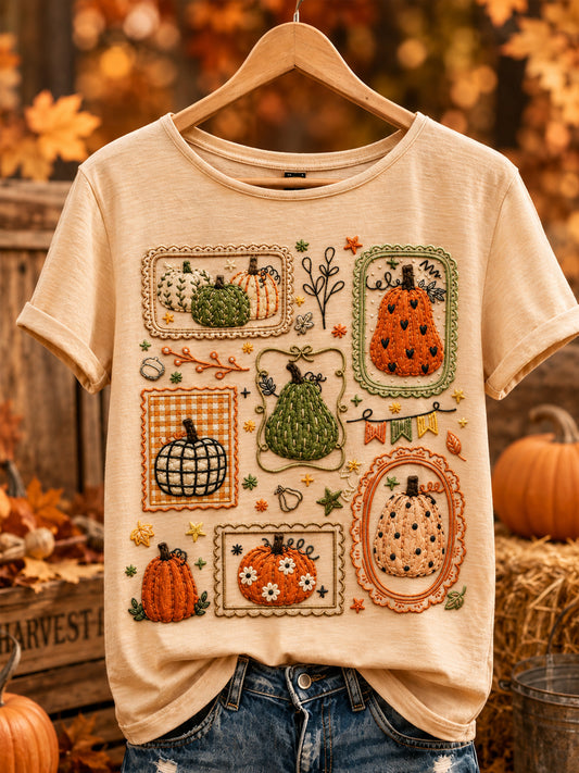 Women's Fall Pumpkin  Short Sleeve T-shirt