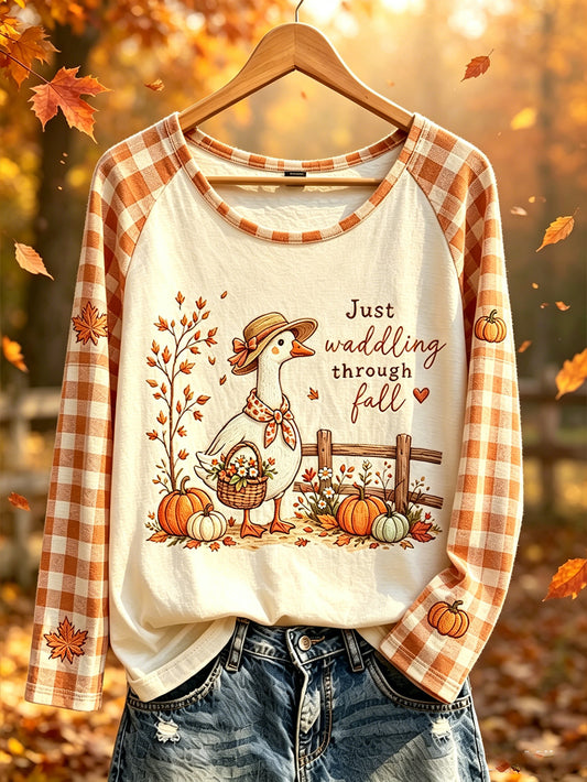 Women's autumn element printed casual long-sleeved T-shirt