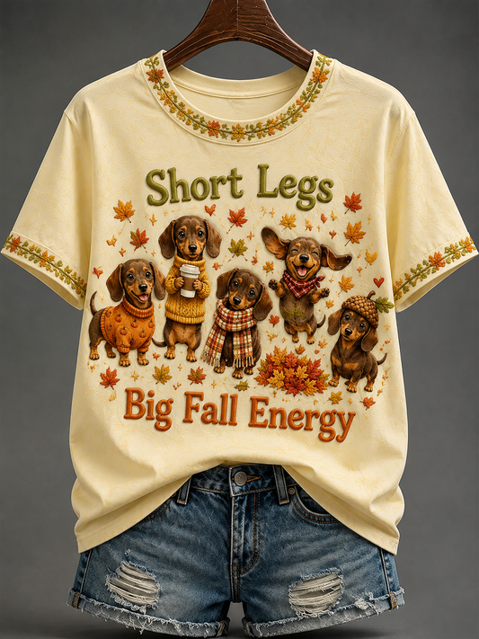 Women's Short Legs Big Fall Energy Short-sleeved T-shirt