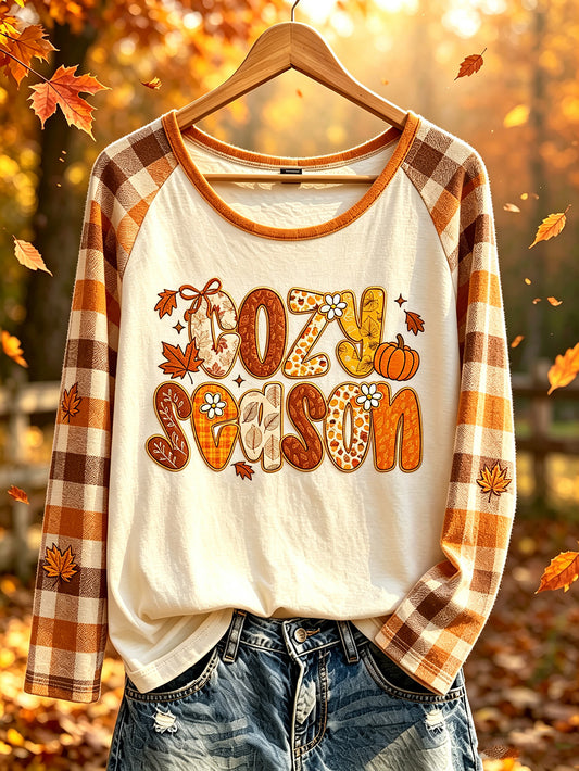 Women's autumn element printed casual long-sleeved T-shirt