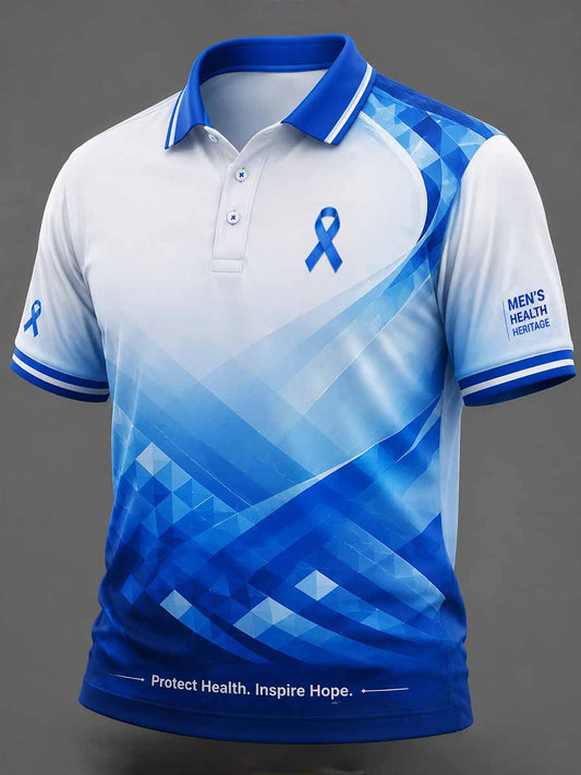 Men's Prostate Cancer Awareness Pattern Printed Polo Shirt