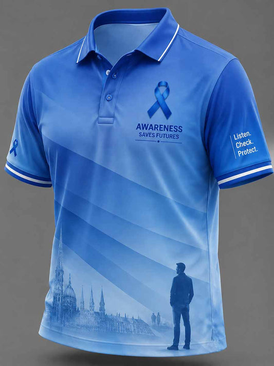 Men's Prostate Cancer Awareness Pattern Printed Polo Shirt