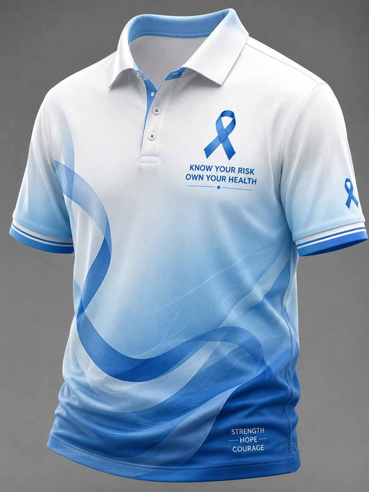Men's Prostate Cancer Awareness Pattern Printed Polo Shirt
