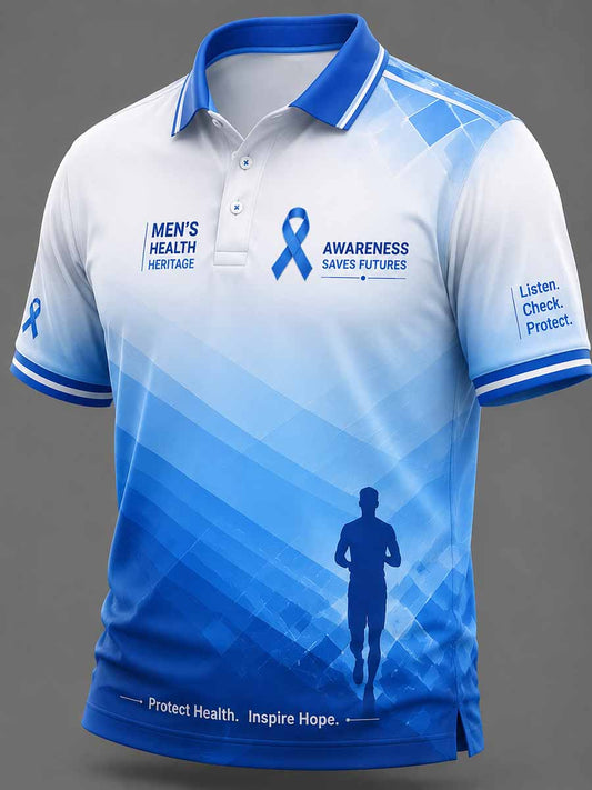 Men's Prostate Cancer Awareness Pattern Printed Polo Shirt