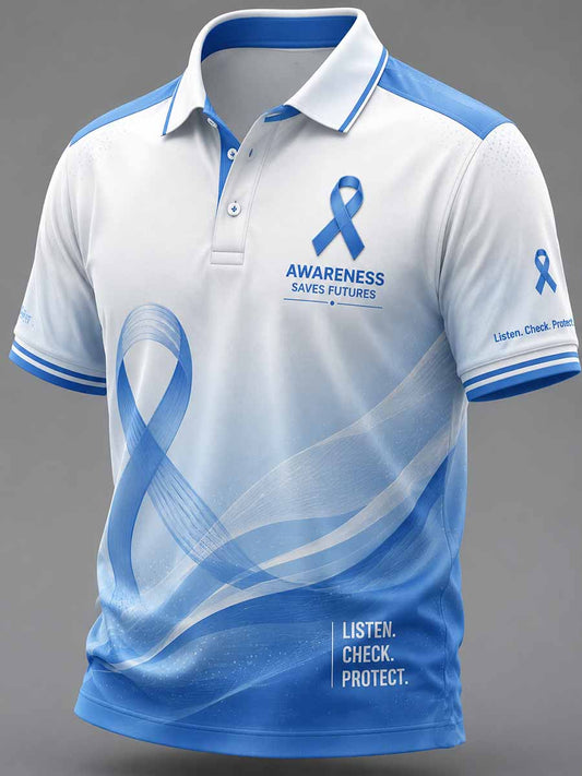 Men's Prostate Cancer Awareness Pattern Printed Polo Shirt