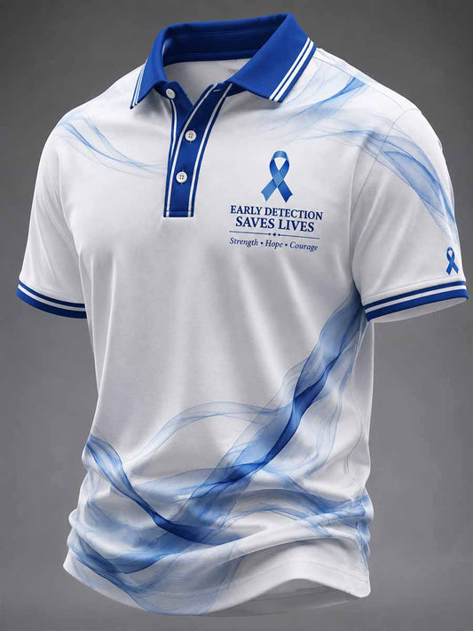 Men's Prostate Cancer Awareness Pattern Printed Polo Shirt