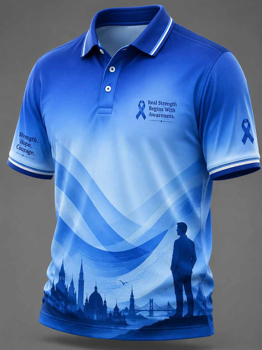 Men's Prostate Cancer Awareness Pattern Printed Polo Shirt