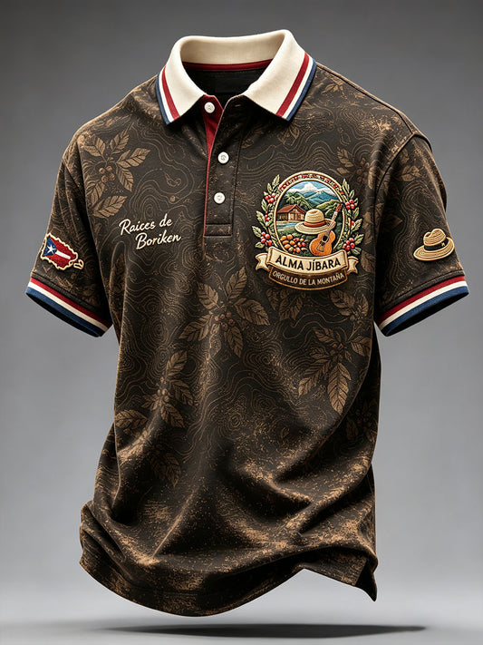 Men's Puerto Rico Art Printed Casual Tops