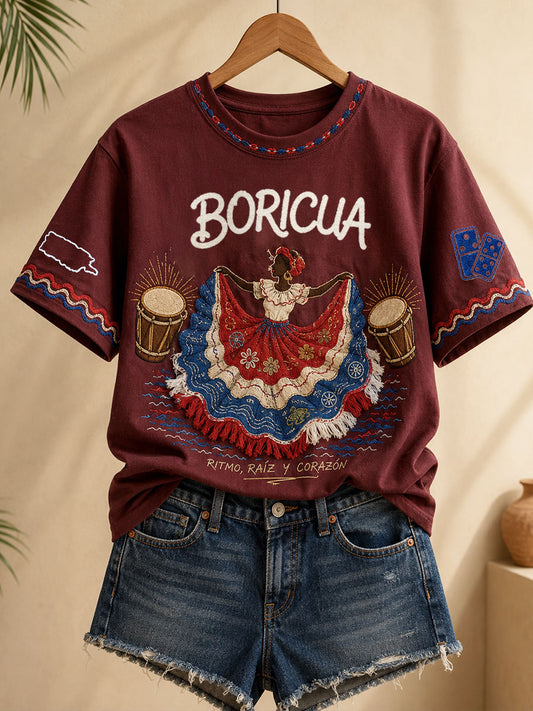 Women's Puerto Rico Art Printed T-shirt