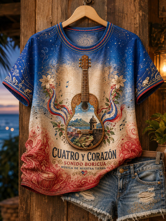 Women's Puerto Rico Art Printed T-shirt