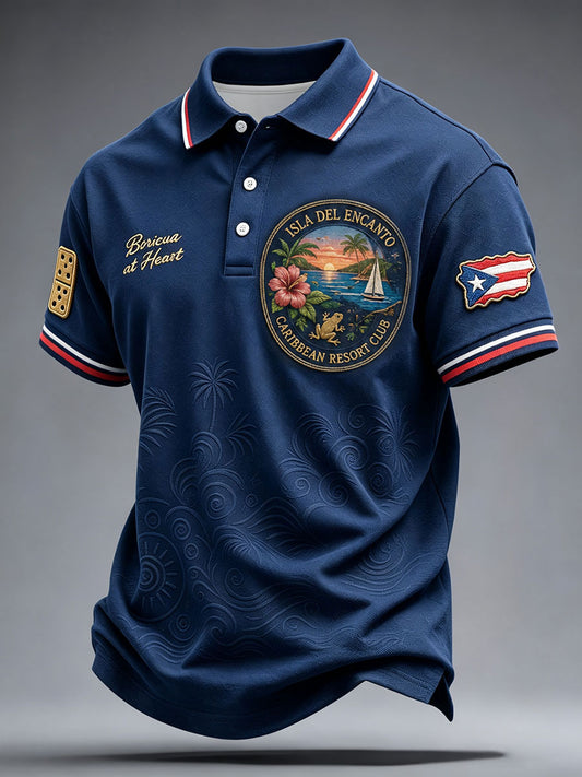 Men's Puerto Rico Art Printed Casual Tops