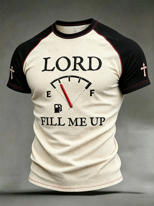 Men's Faith Theme Print Pattern Printed Casual Waffle Short Sleeve T-shirt
