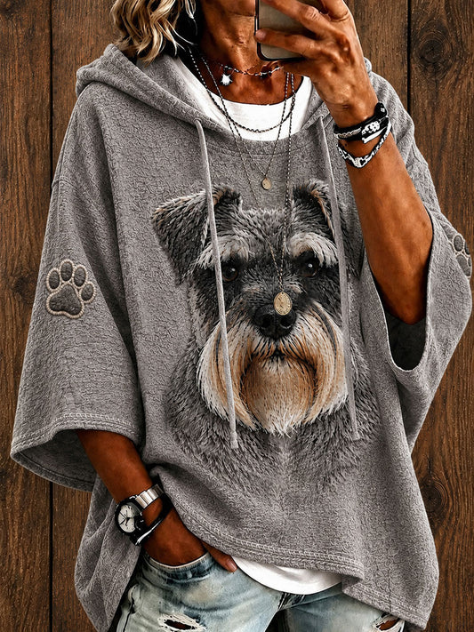 Women's Cute Miniature Schnauzer Art Casual Hoodie