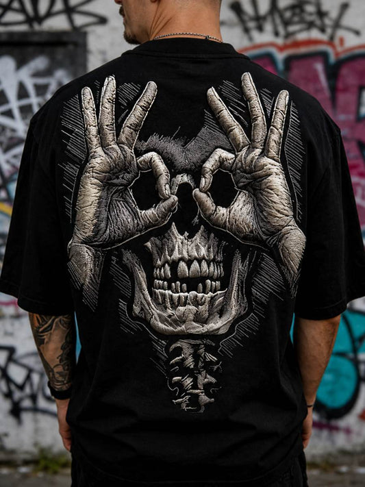 Men's Skull with OK Pattern Graphic short sleeves t-shirt