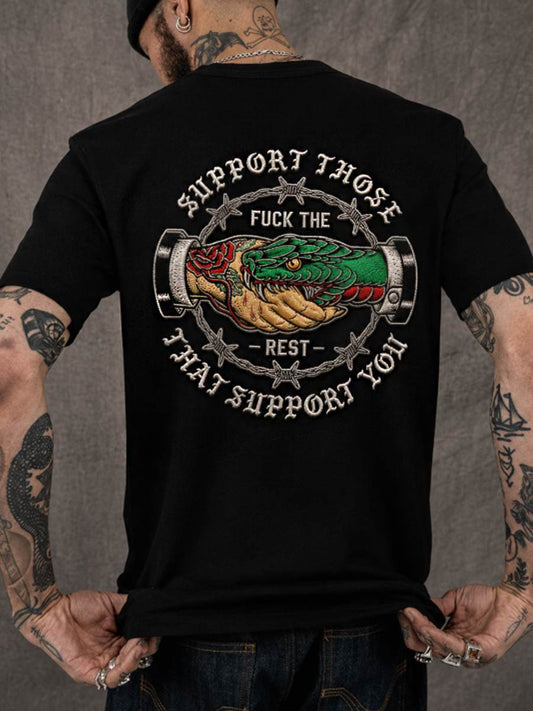 Men's SUPPORT THOSE THAT SUPPORT YOU Snake Graphic t-shirt