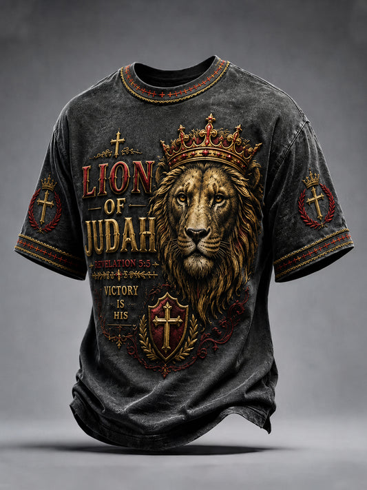 Men's Christian Lion of Judah Art Short Sleeve  T-shirt