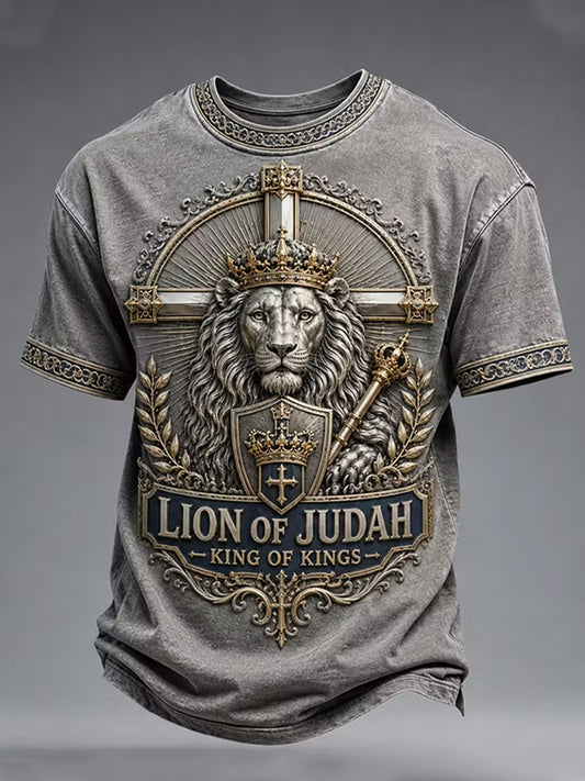 Men's Christian Lion of Judah Art Short Sleeve  T-shirt